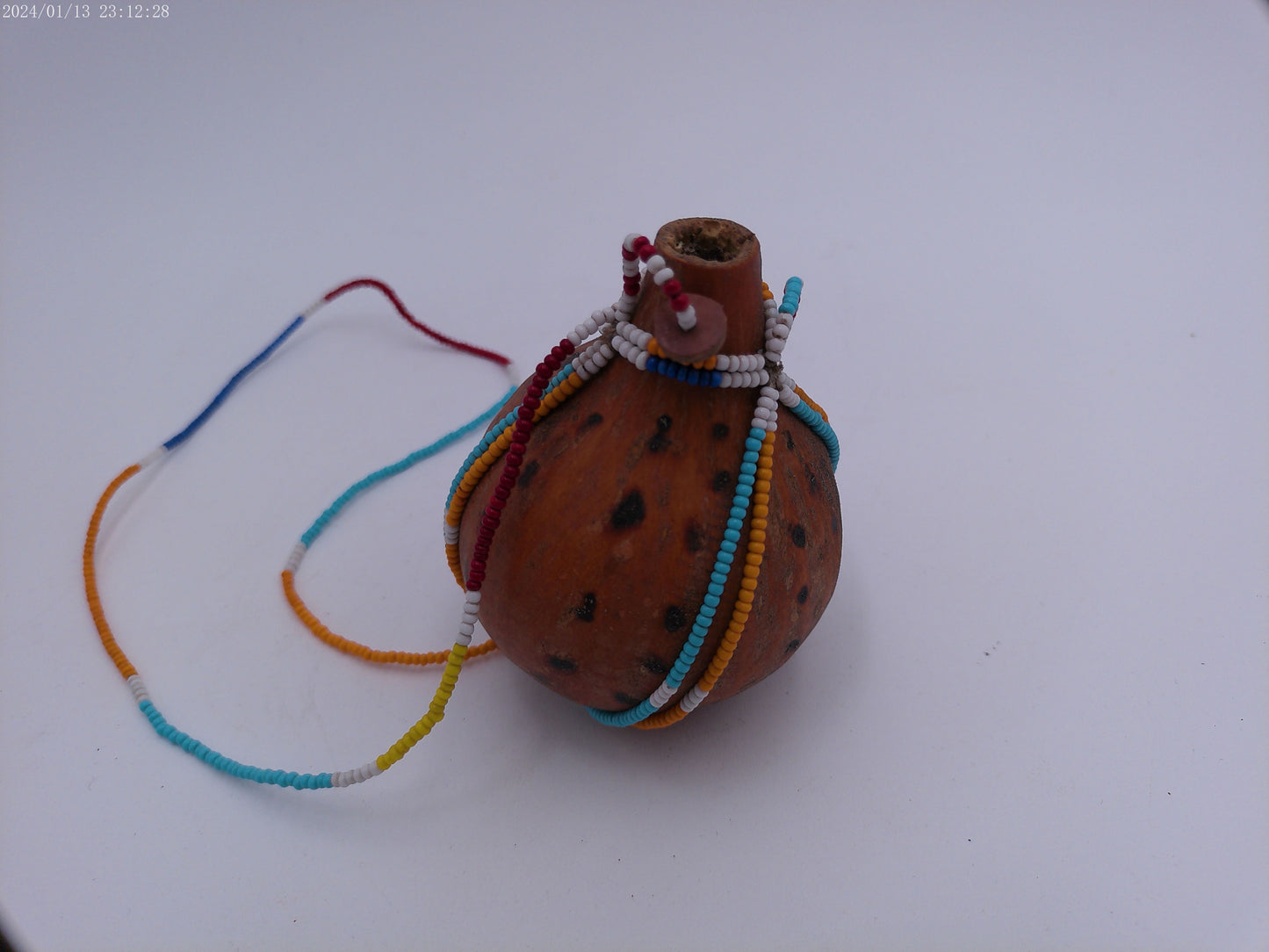 Vintage Hand Carved Gourd Drinking Vessel Brown  African Design