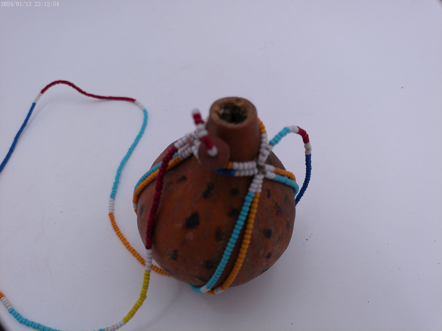 Vintage Hand Carved Gourd Drinking Vessel Brown  African Design