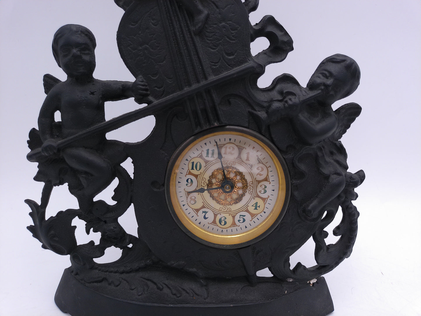 Baroque Style Cherub Musical Ornate Mantel Clock Vintage