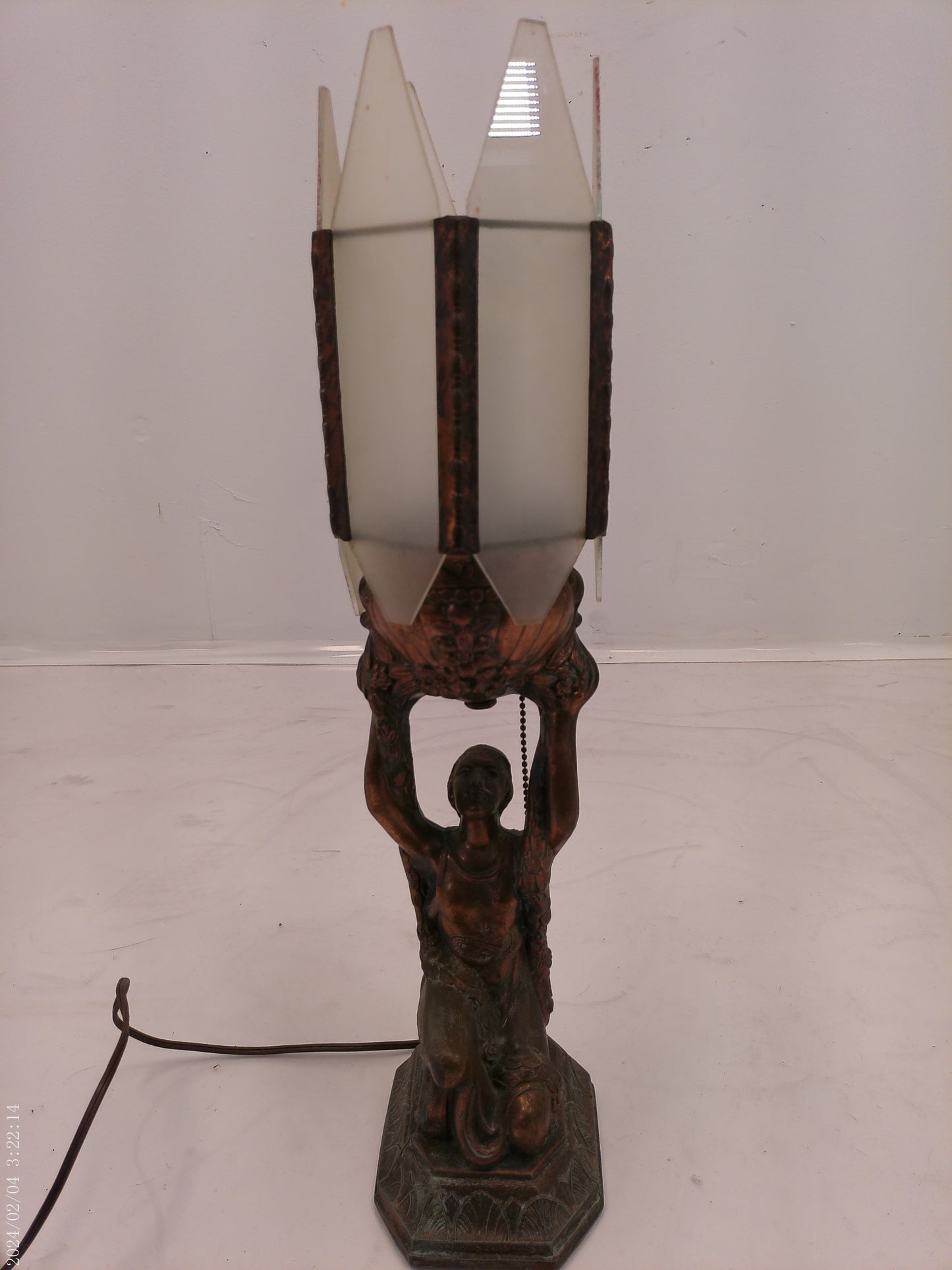 Super Rare Antique Female Art Deco Table Lamp Sculpture