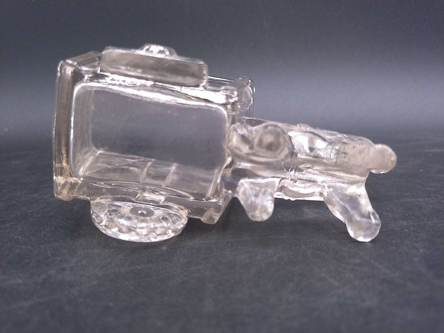 Glass Donkey with Cart Candy Dish 8" L x 4" H