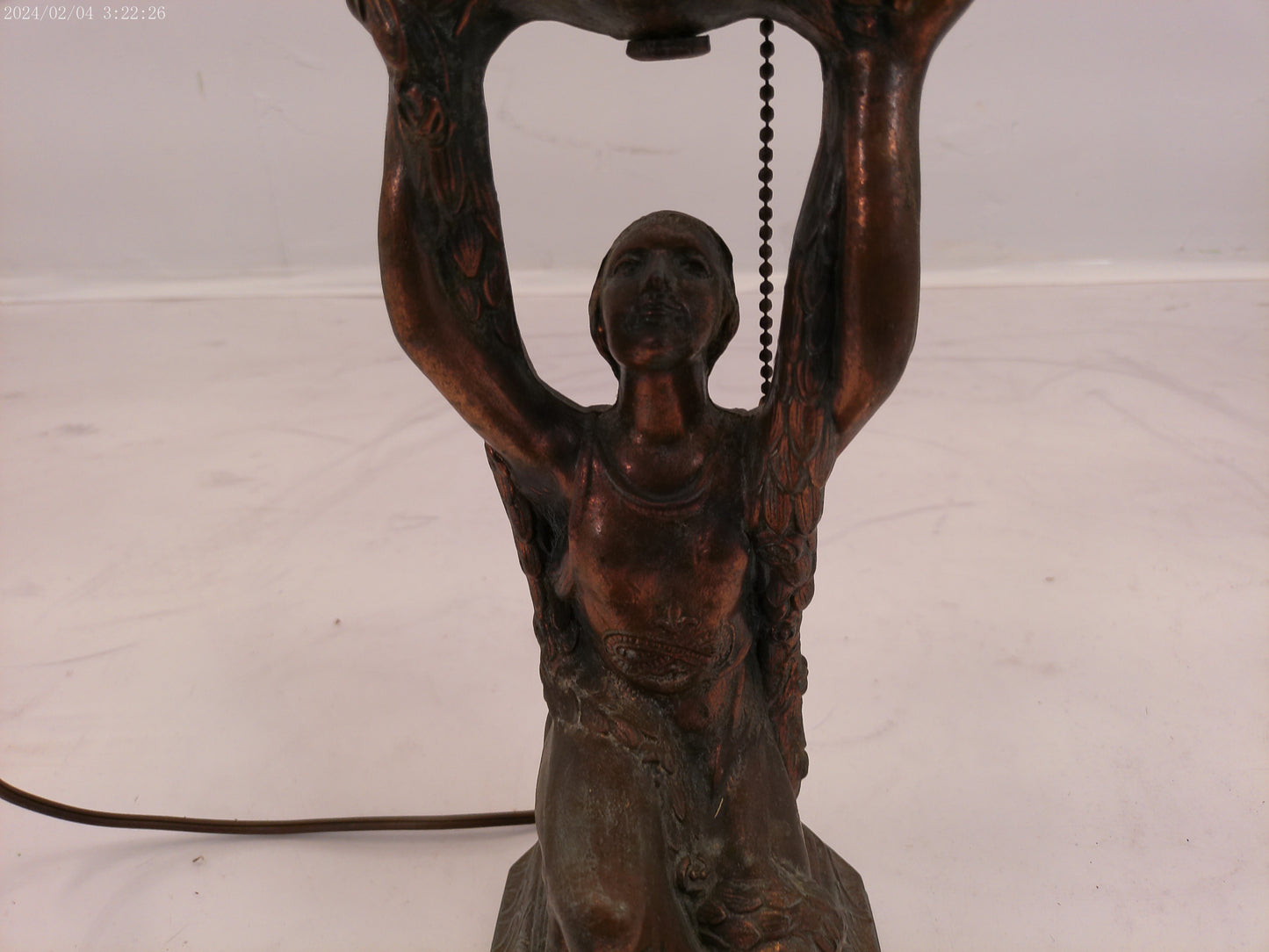 Super Rare Antique Female Art Deco Table Lamp Sculpture