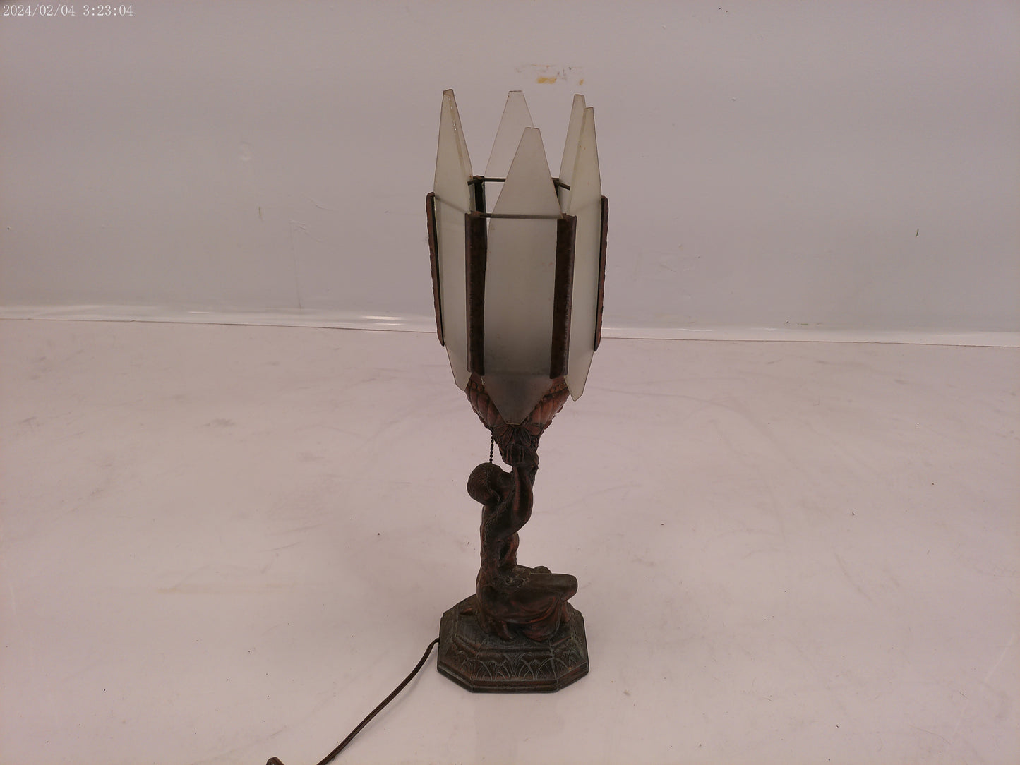 Super Rare Antique Female Art Deco Table Lamp Sculpture