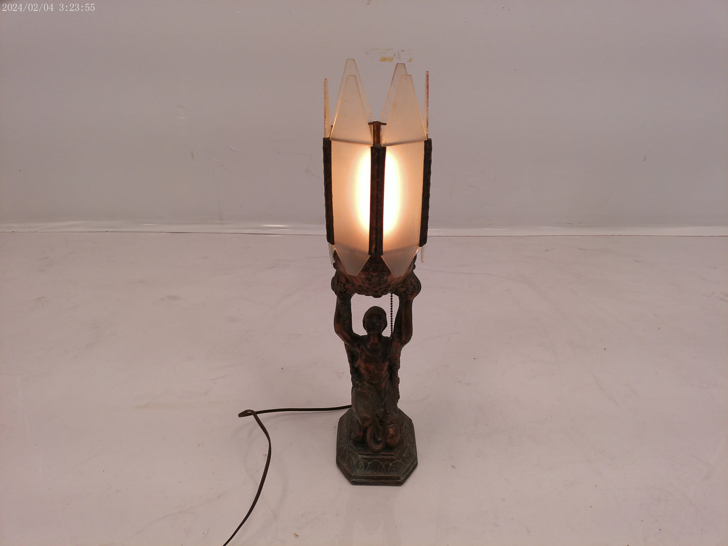 Super Rare Antique Female Art Deco Table Lamp Sculpture
