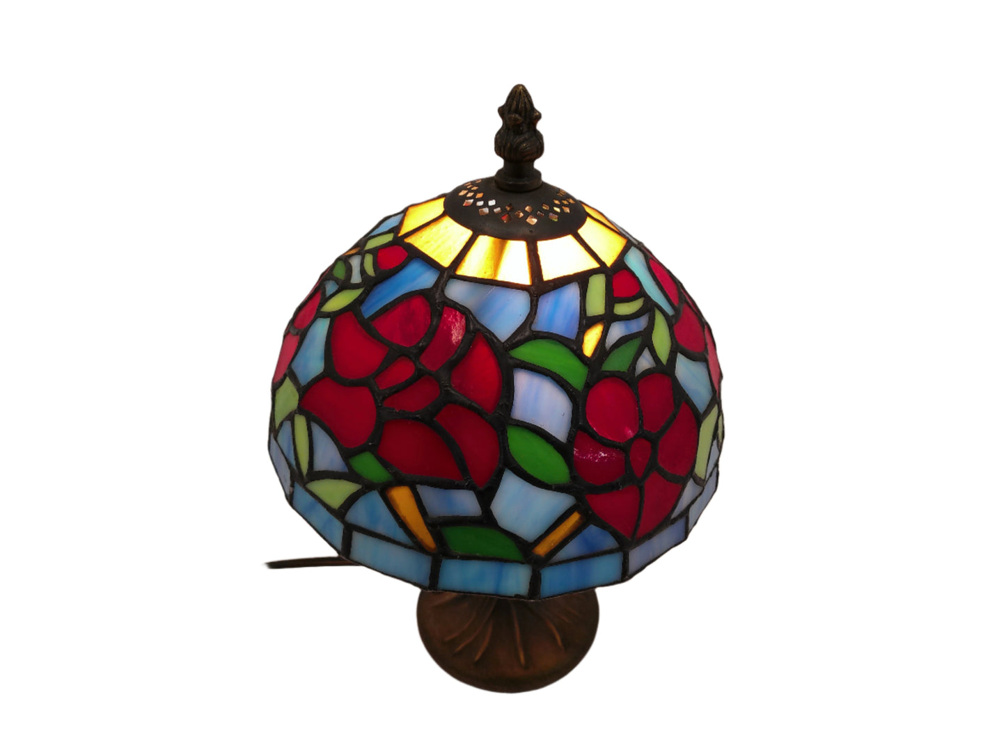 Flowered Stain Glass Antique Lamp