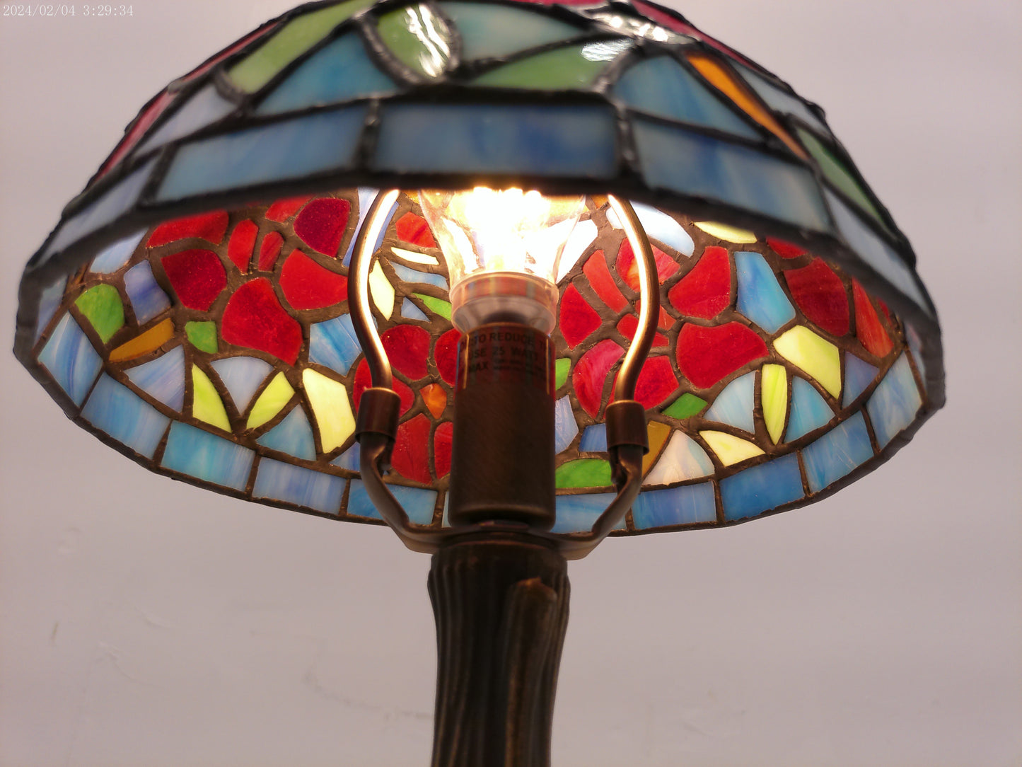 Flowered Stain Glass Antique Lamp