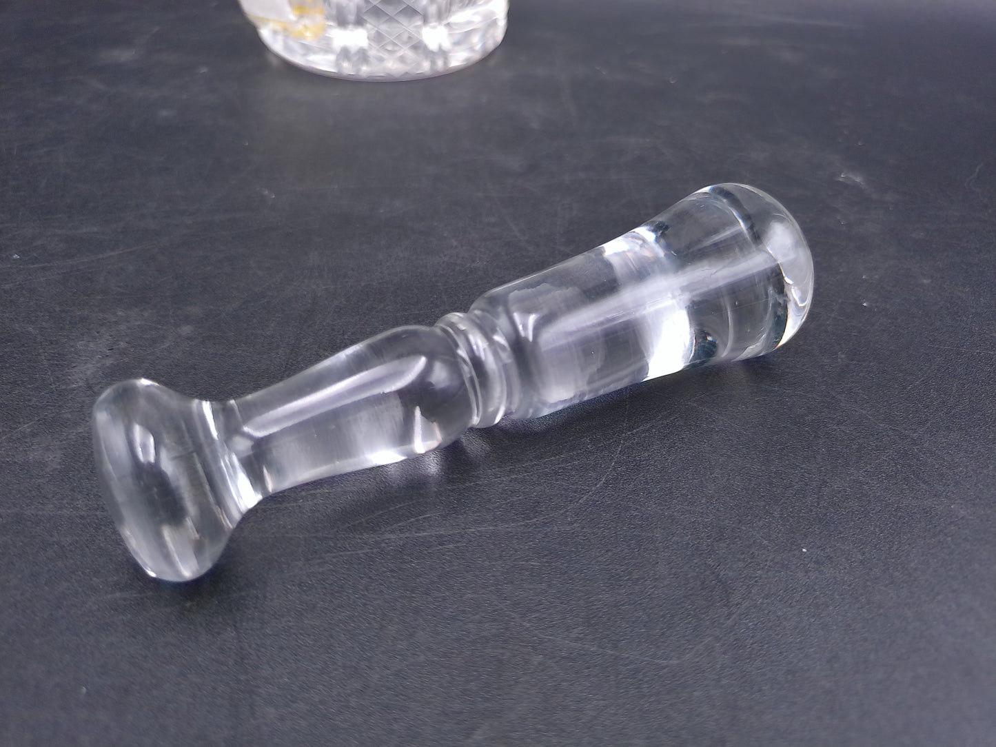 Lead Crystal Glass Mortar and Pestle with Nude Art Figures Rare Vintage