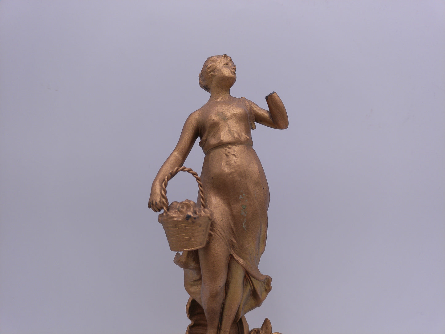 Benedict Cherub Metal Mantle Clock Cast Iron gold painted Vintage