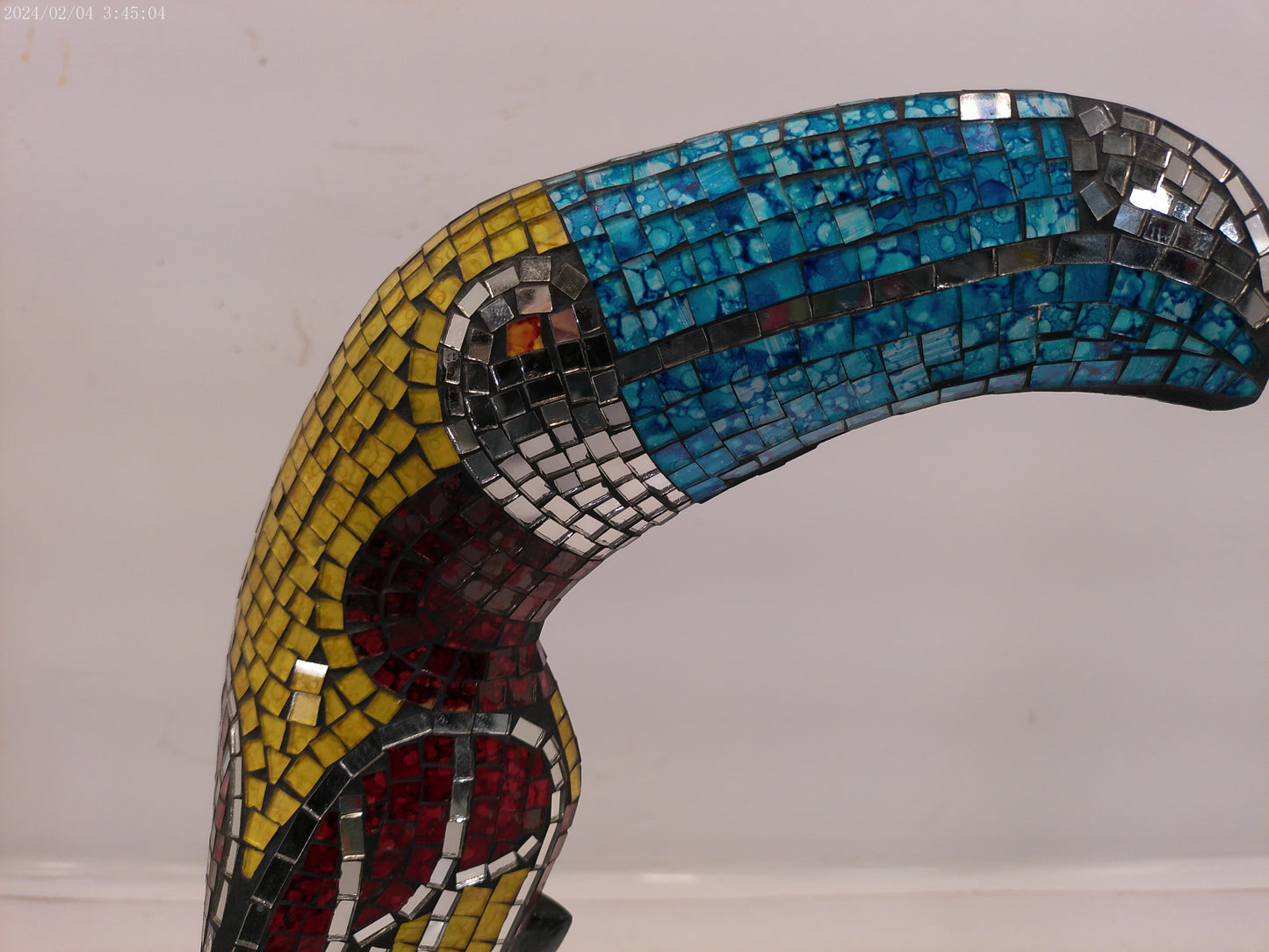 Large Toucan Colored Mirrors Statue