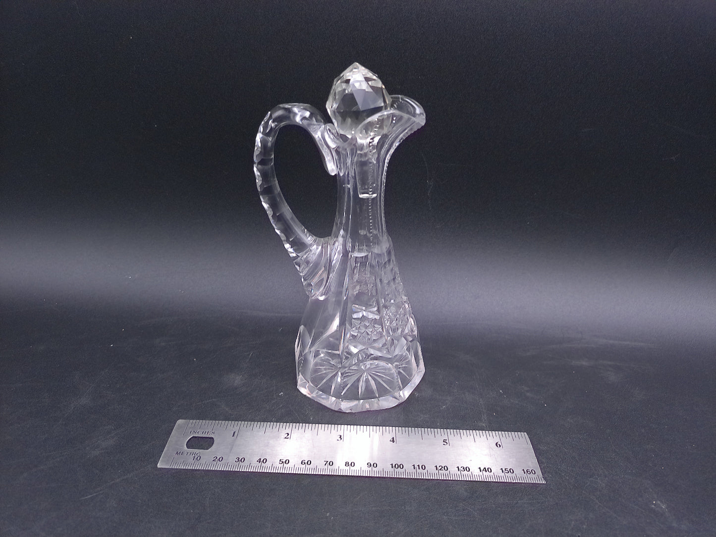 Glass Cruet Small Pitcher With Stopper Oil & Vinegar Dispenser Vintage