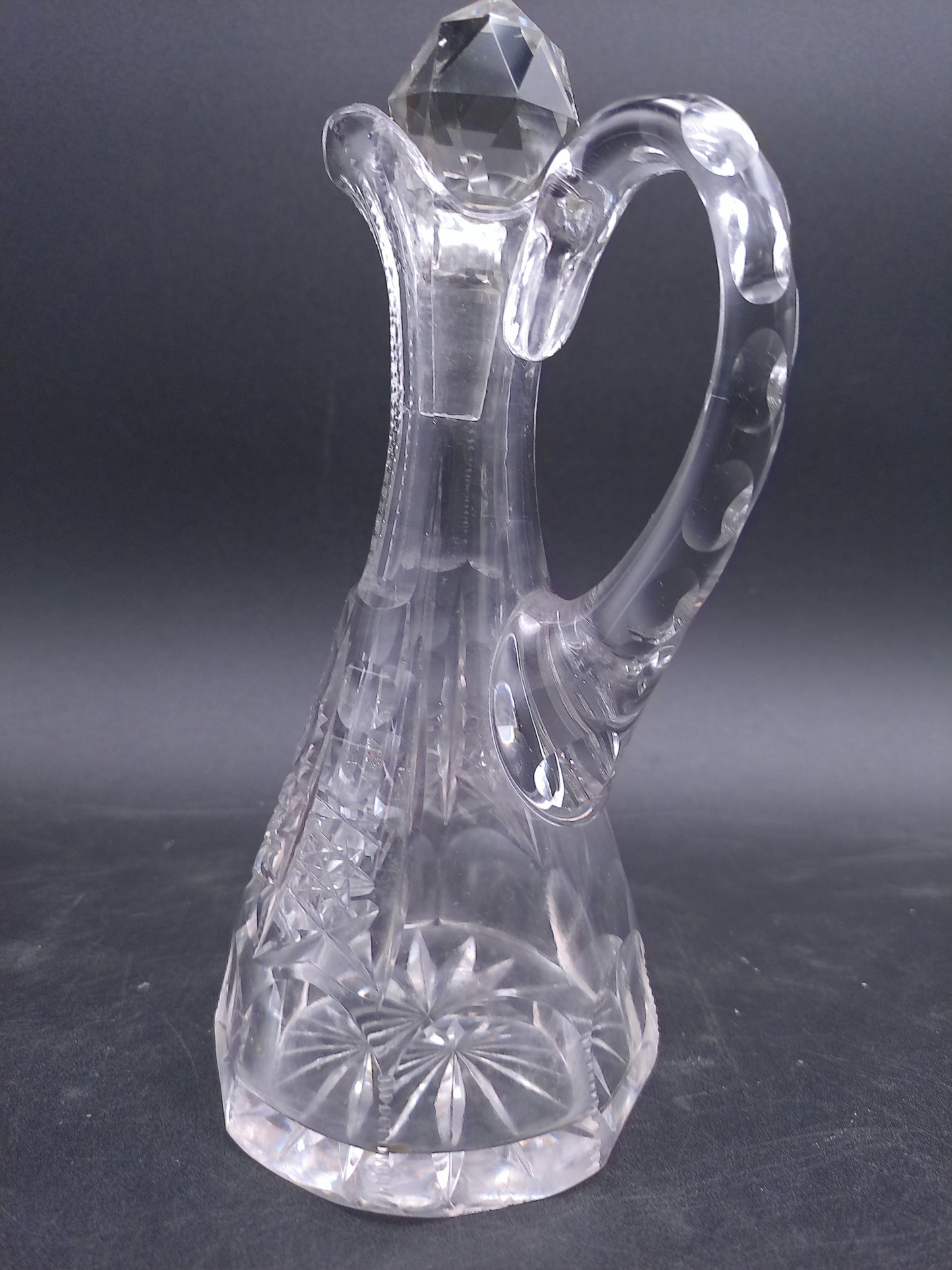 Glass Cruet Small Pitcher With Stopper Oil & Vinegar Dispenser Vintage