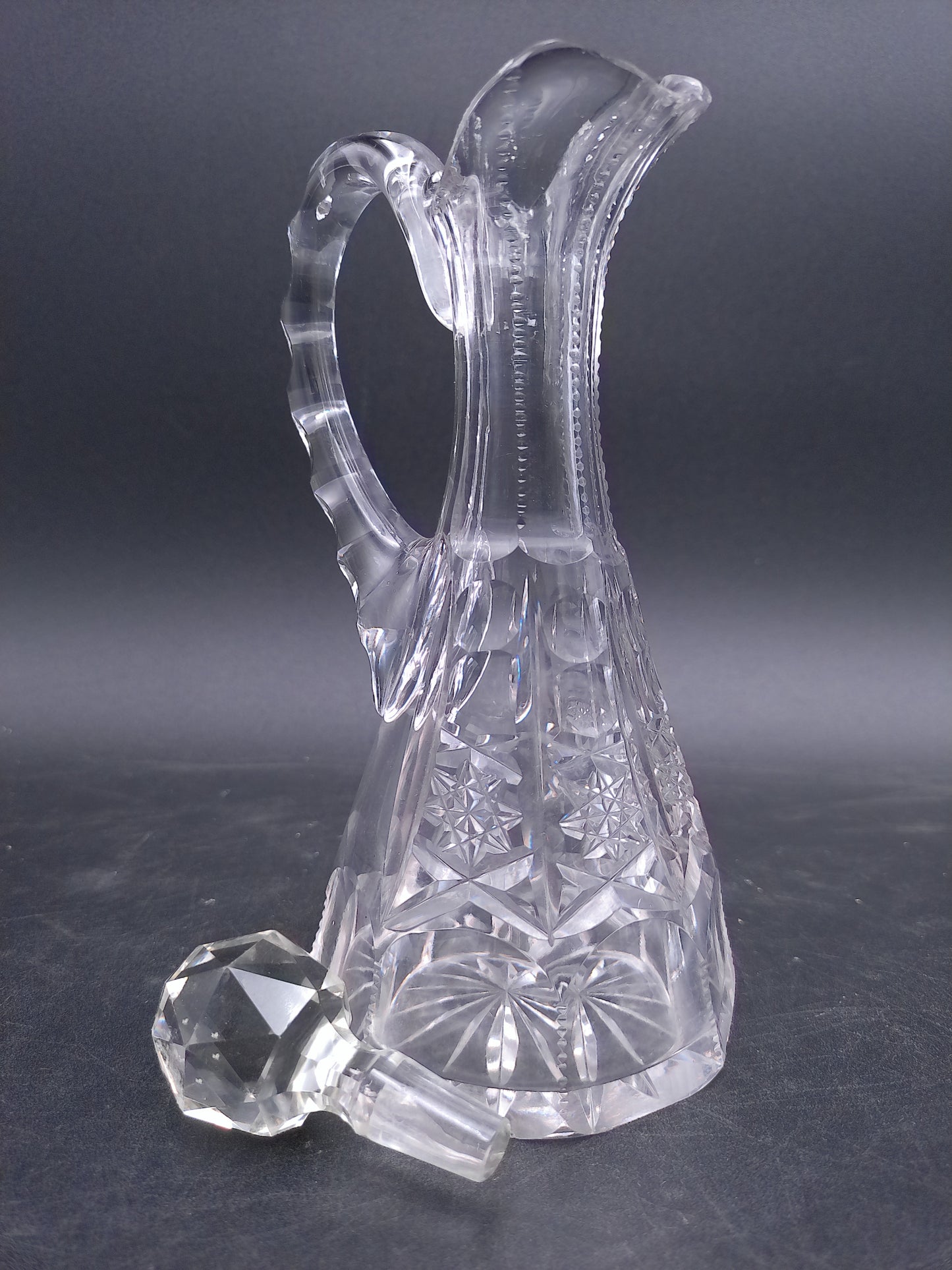 Glass Cruet Small Pitcher With Stopper Oil & Vinegar Dispenser Vintage