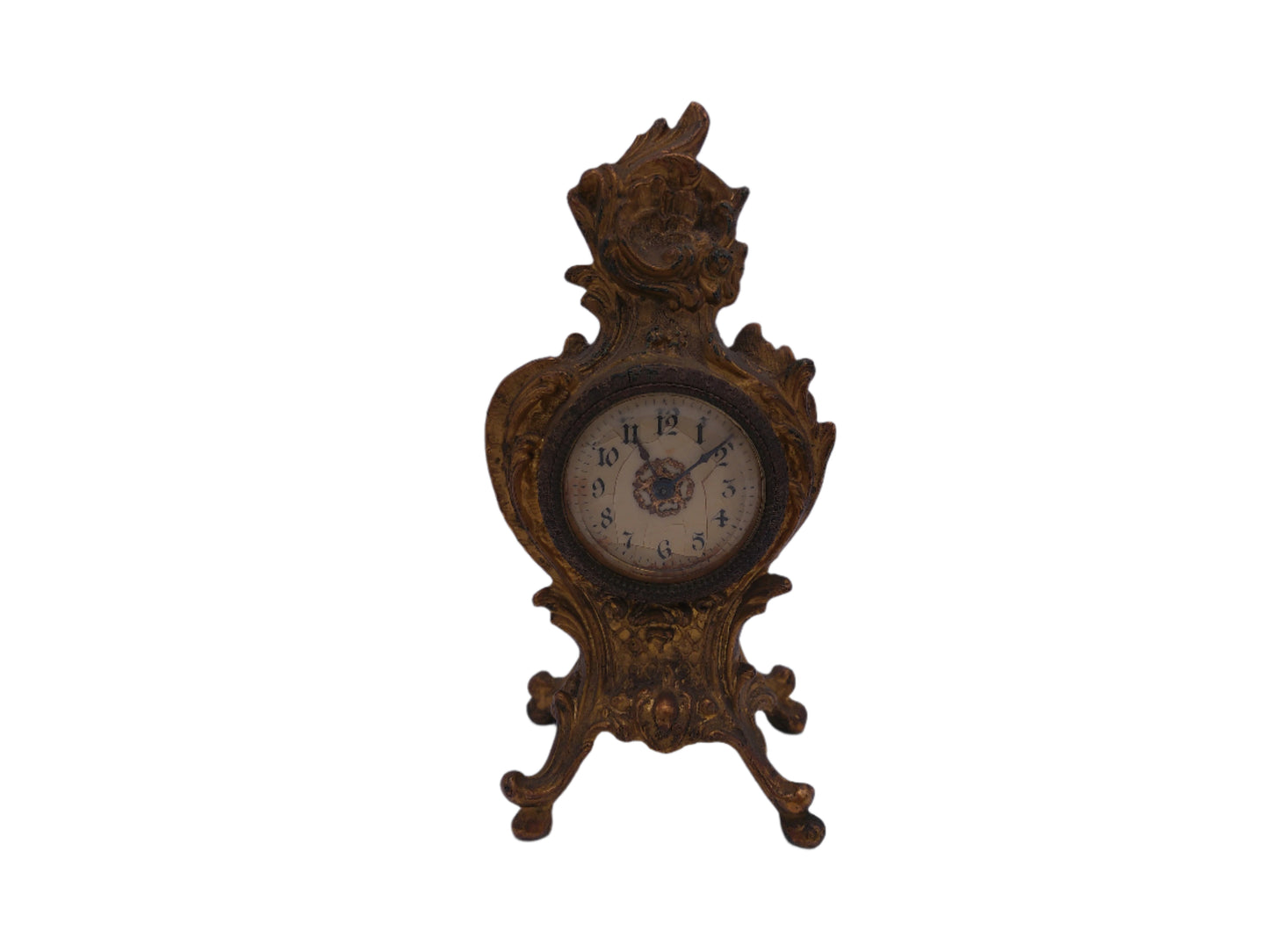 Brass Clock wind Up Cast Iron Victorian Shelf Mantle Clock Ornate