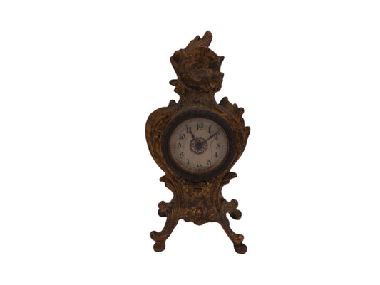 Brass Clock wind Up Cast Iron Victorian Shelf Mantle Clock Ornate