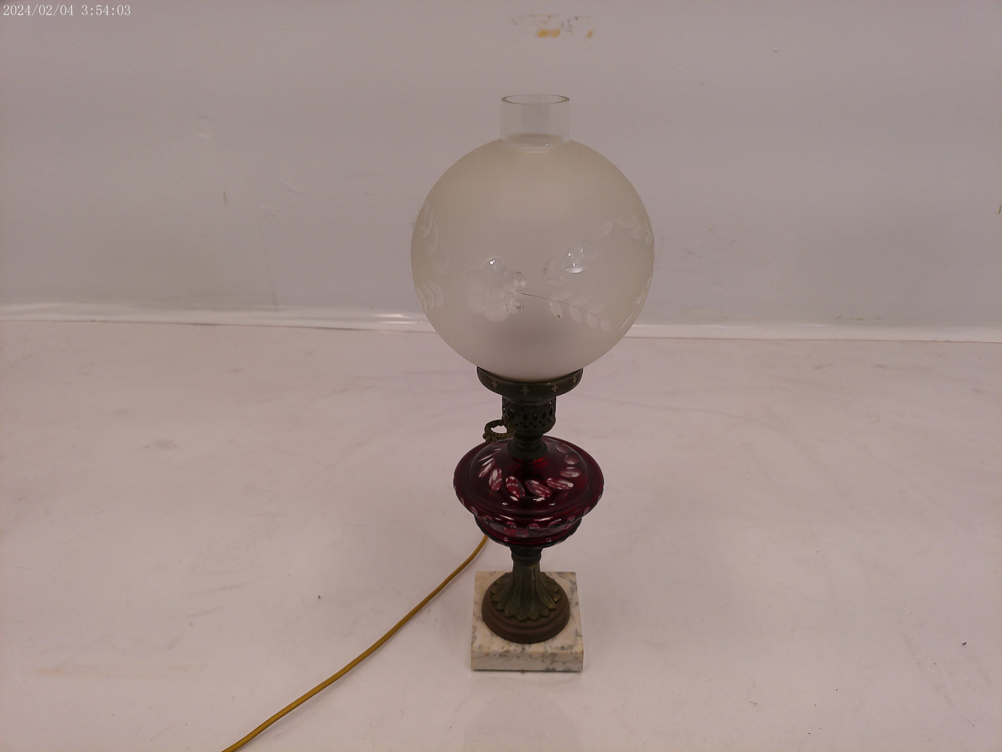 Metal Table Lamp with Frosted Glass Shade Bowl