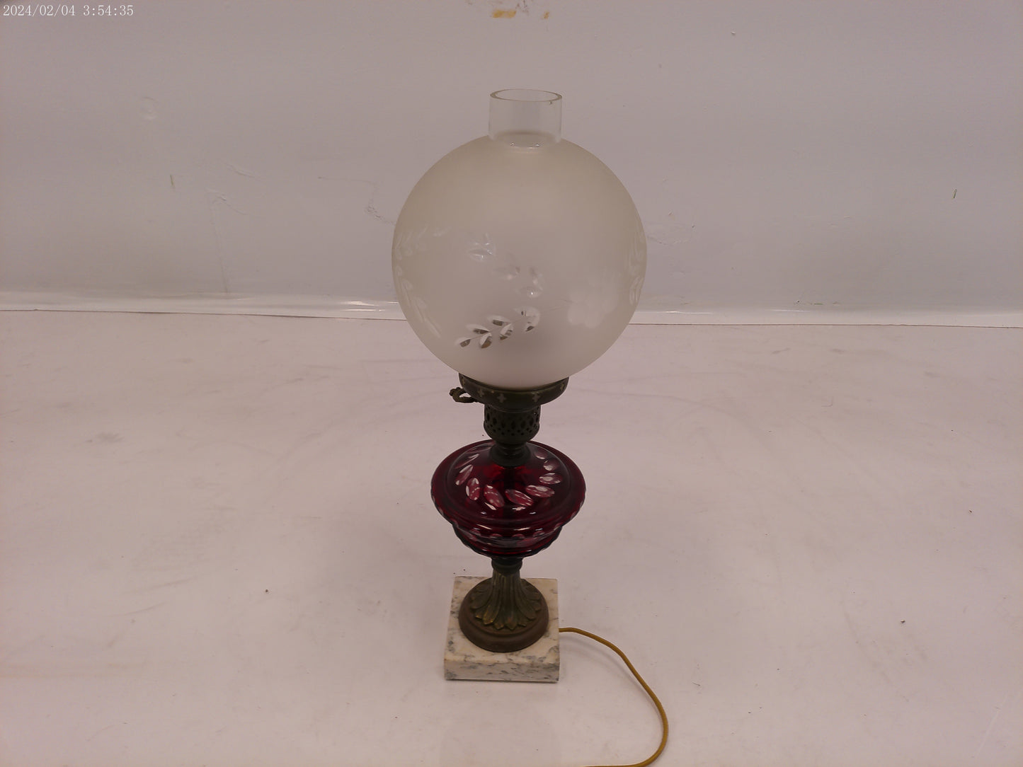Metal Table Lamp with Frosted Glass Shade Bowl