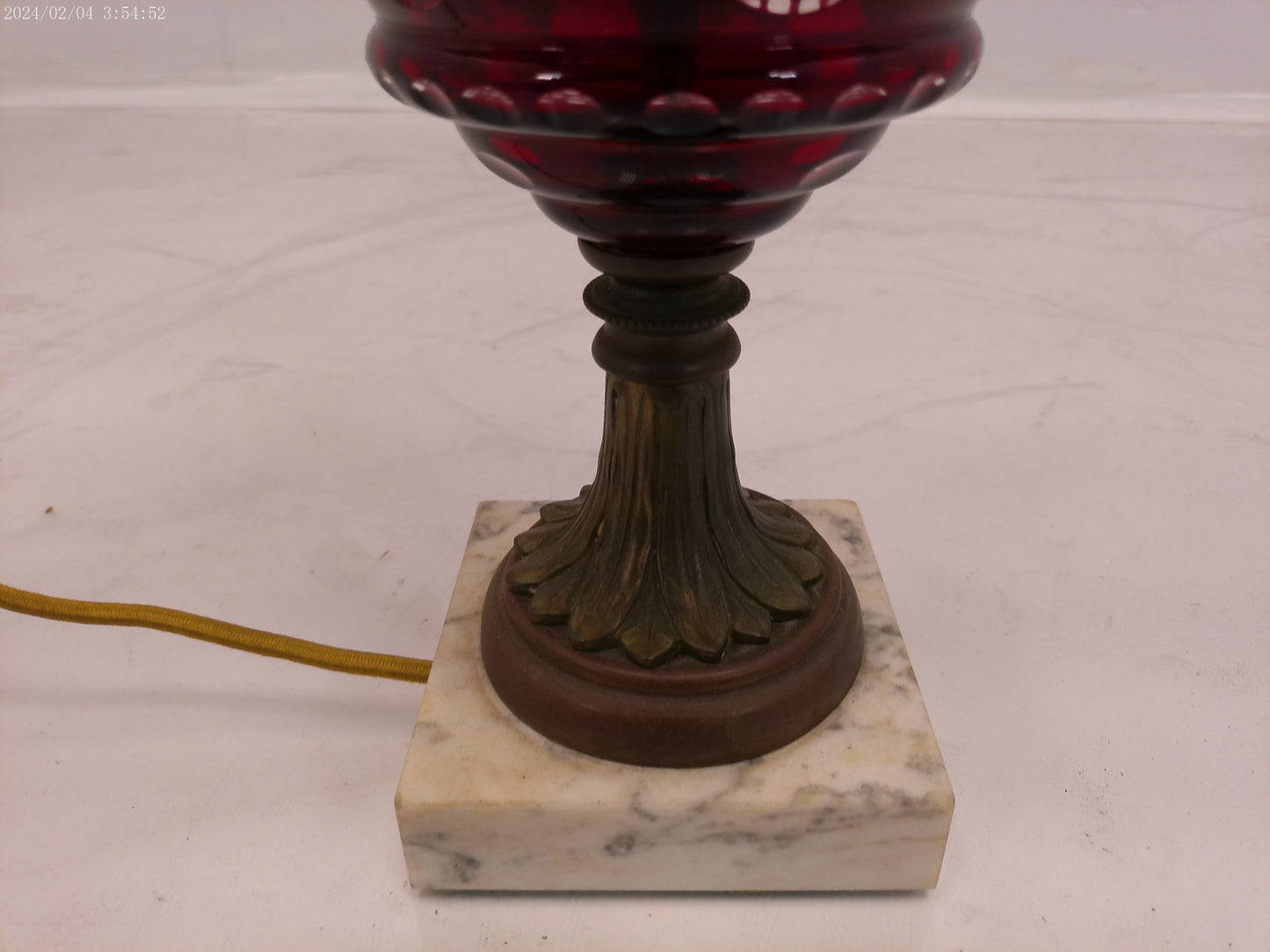 Metal Table Lamp with Frosted Glass Shade Bowl