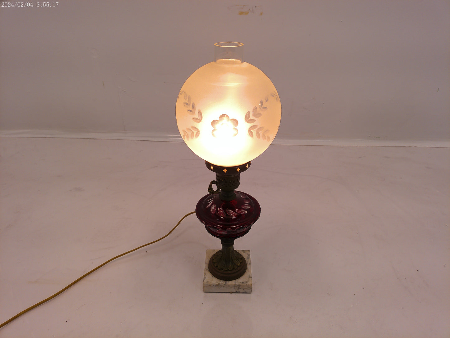 Metal Table Lamp with Frosted Glass Shade Bowl