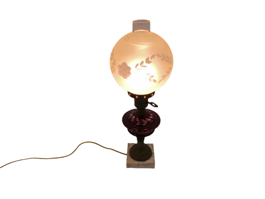 Metal Table Lamp with Frosted Glass Shade Bowl