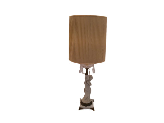 Large Vintage Lamp with Female figurine