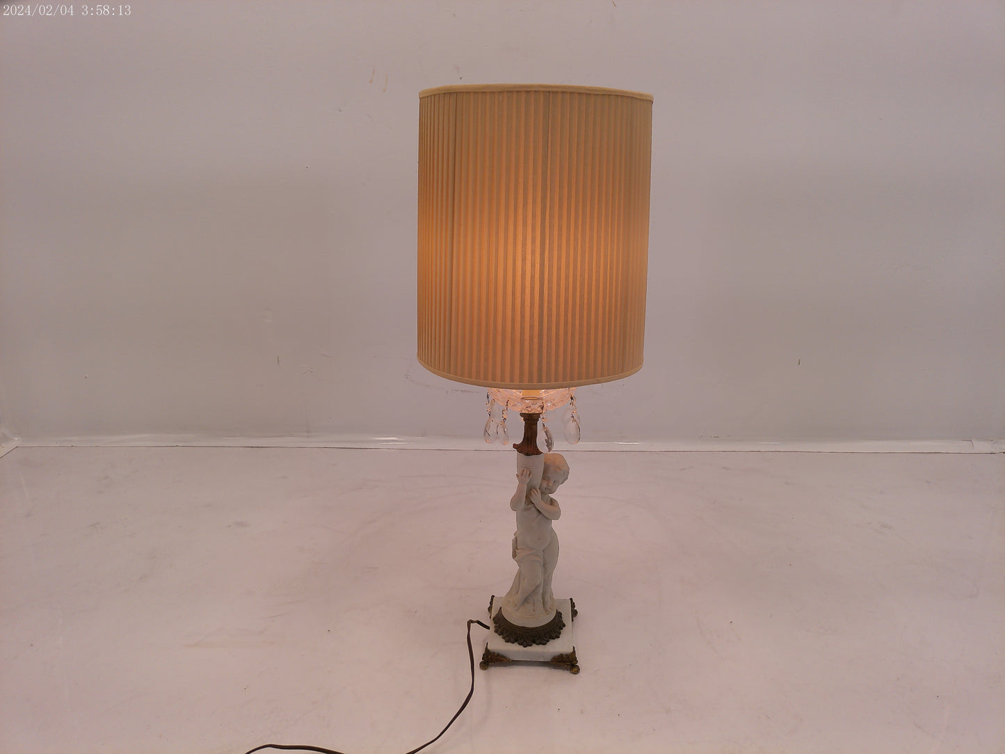 Large Vintage Lamp with Female figurine