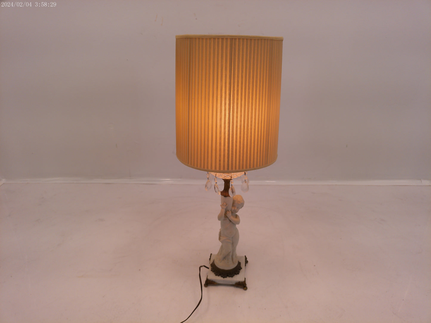 Large Vintage Lamp with Female figurine