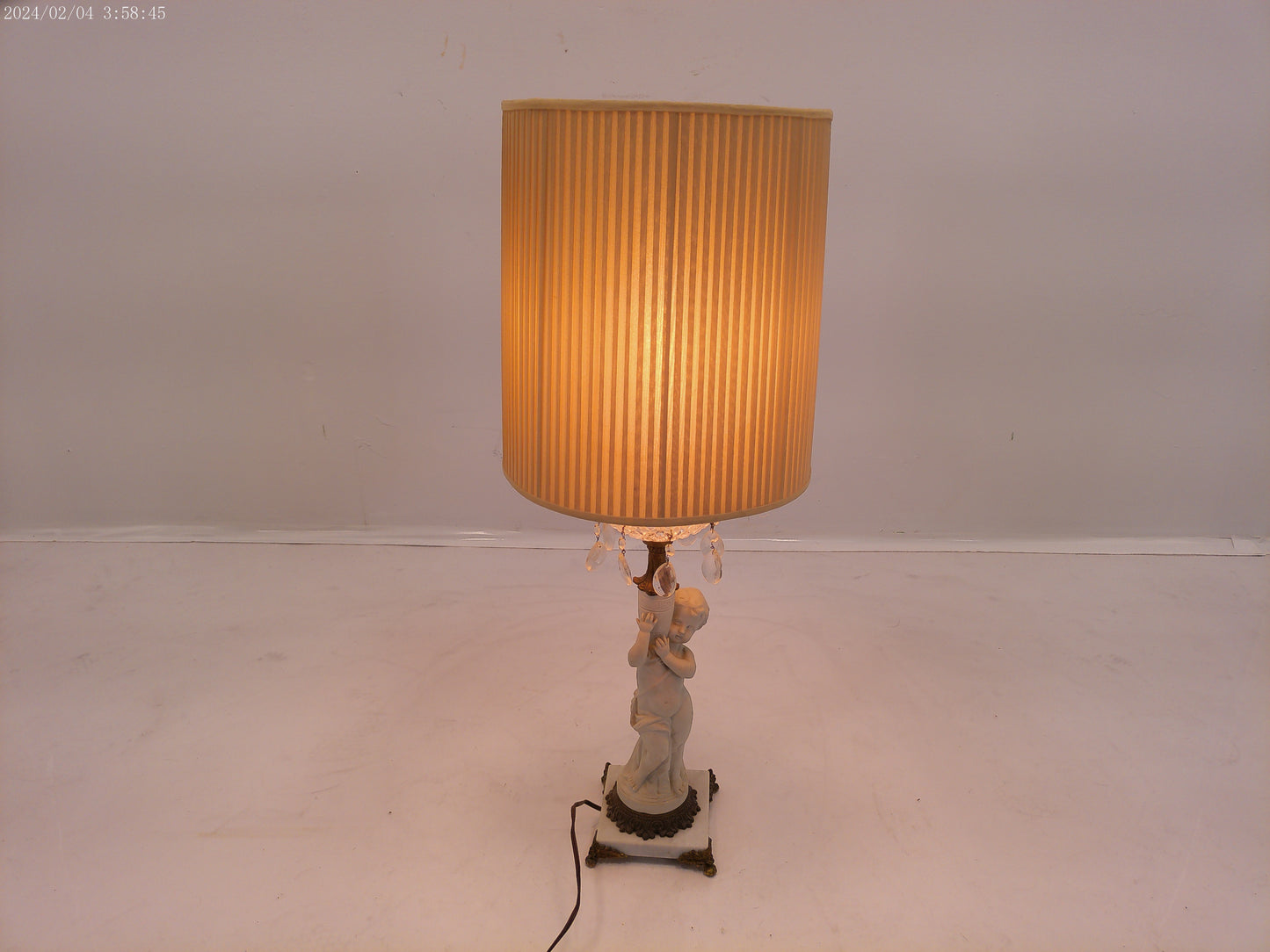 Large Vintage Lamp with Female figurine