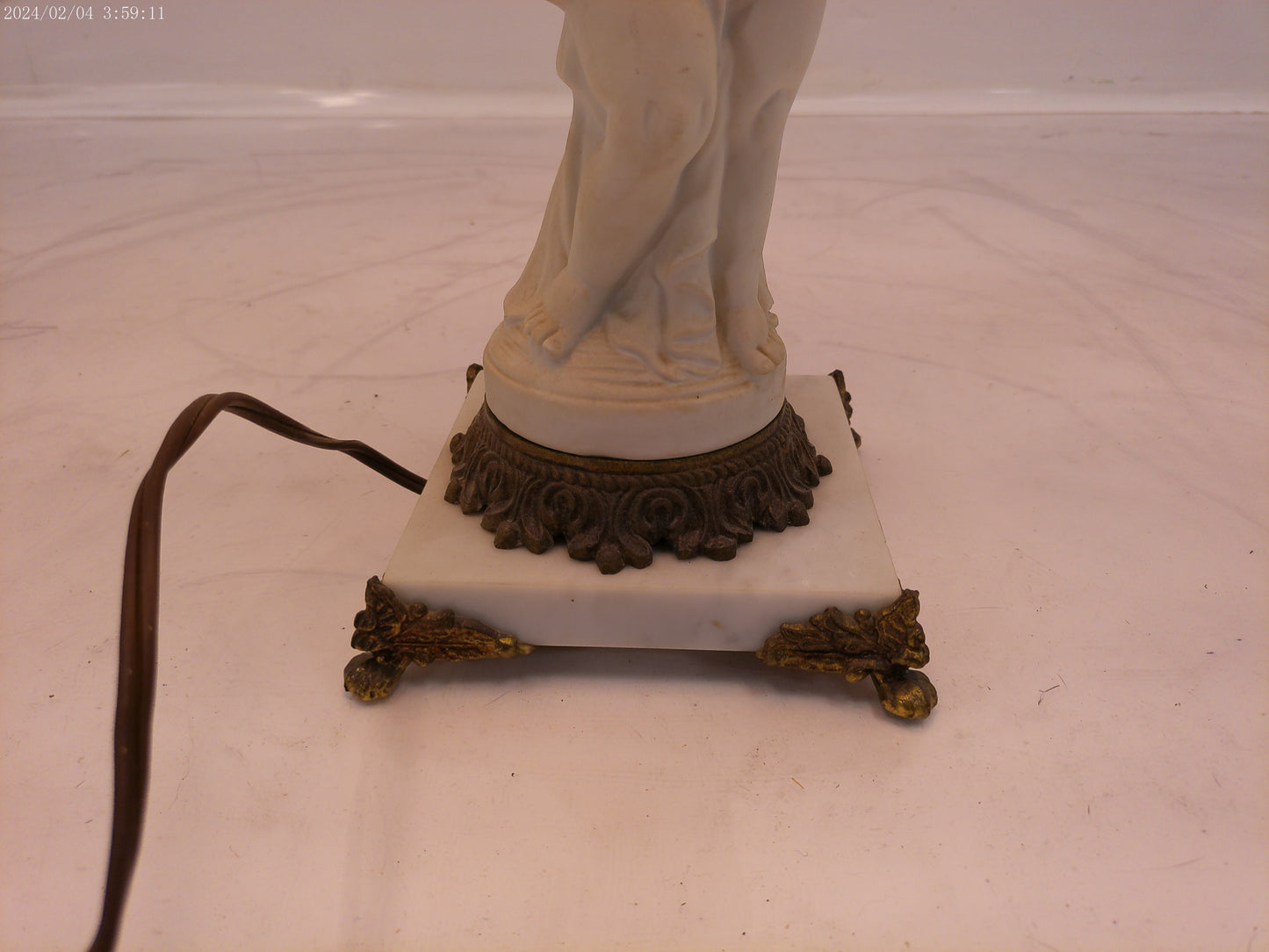 Large Vintage Lamp with Female figurine