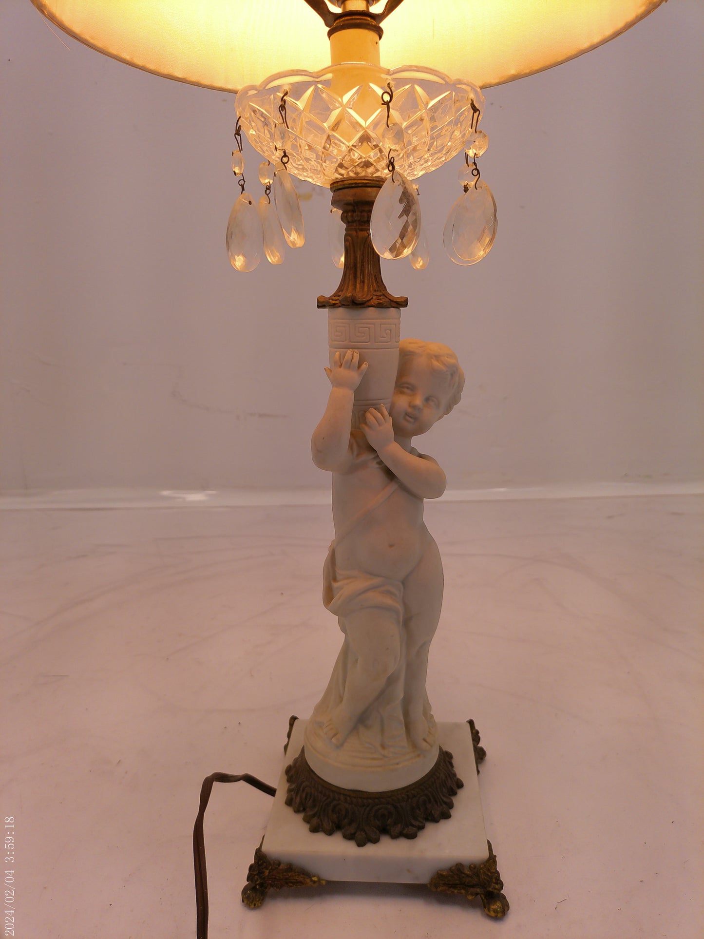 Large Vintage Lamp with Female figurine