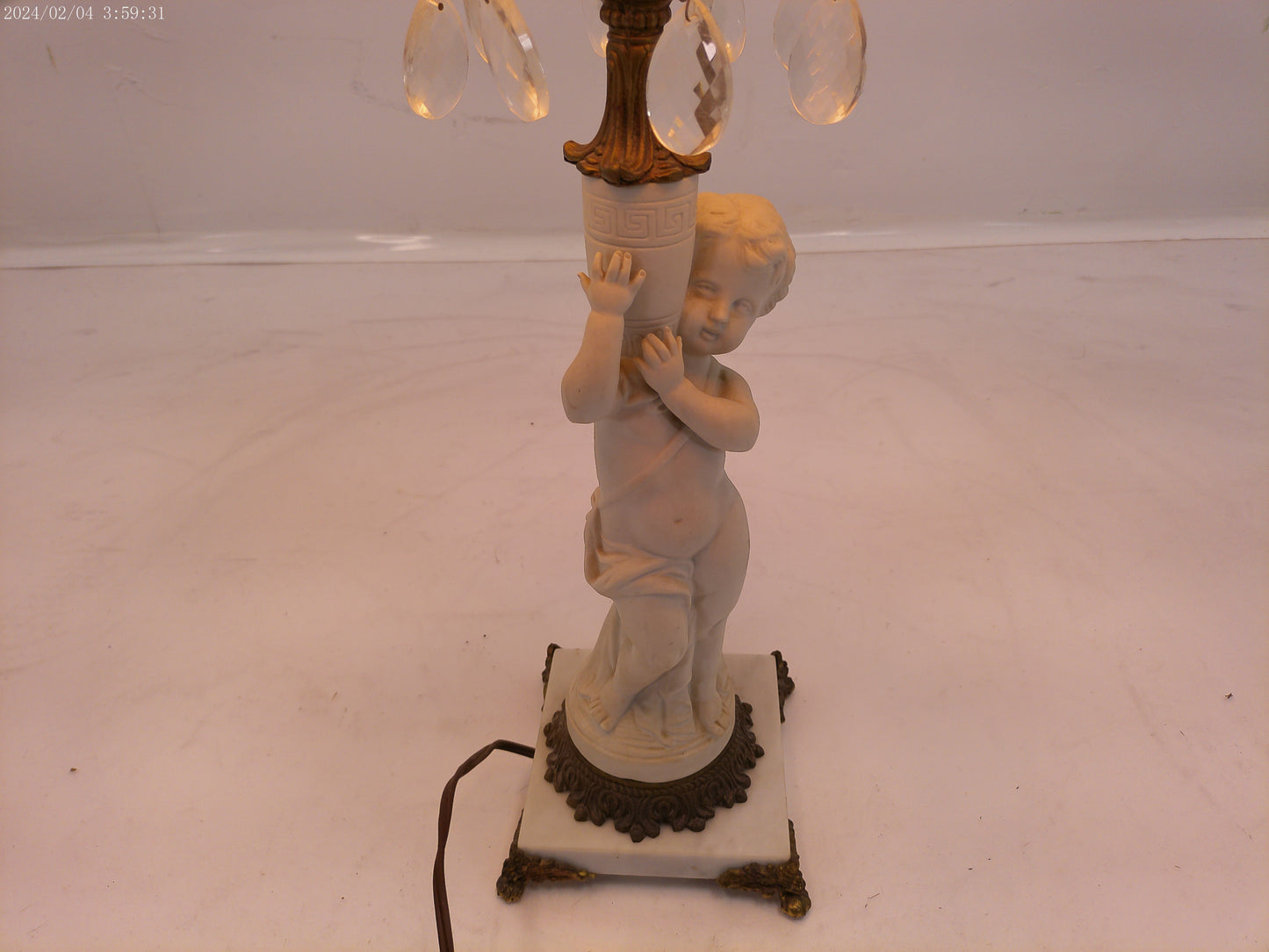 Large Vintage Lamp with Female figurine