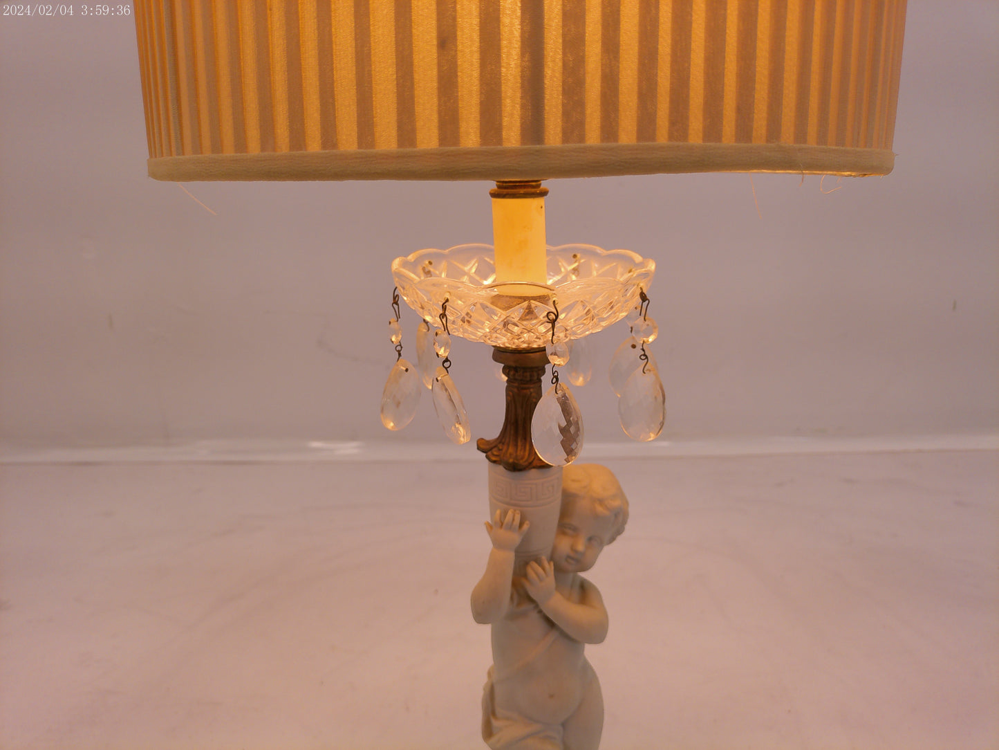 Large Vintage Lamp with Female figurine
