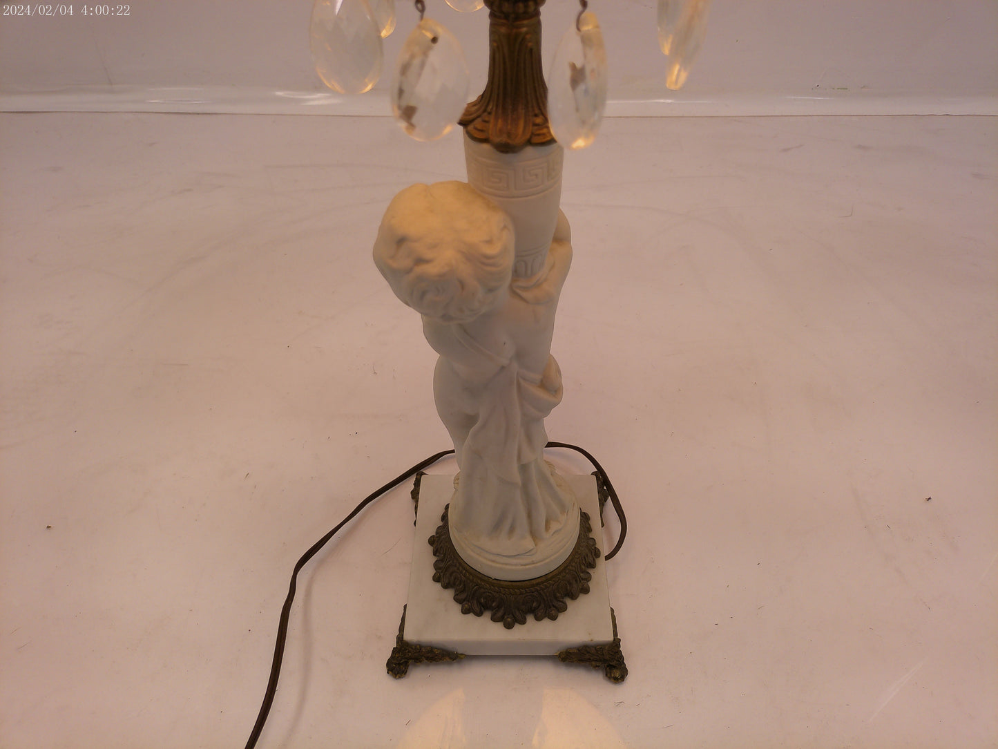 Large Vintage Lamp with Female figurine