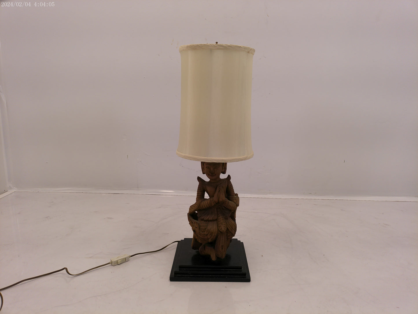 Vintage Guan Yin Lamp hand craved wood large statue