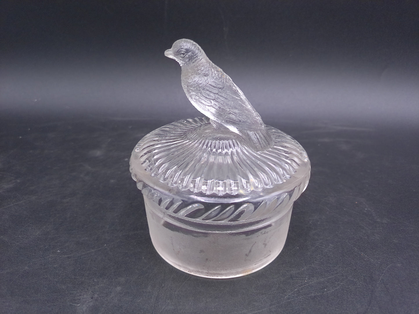 Glass Bottle Top With Bird and Glass plate Misc Items