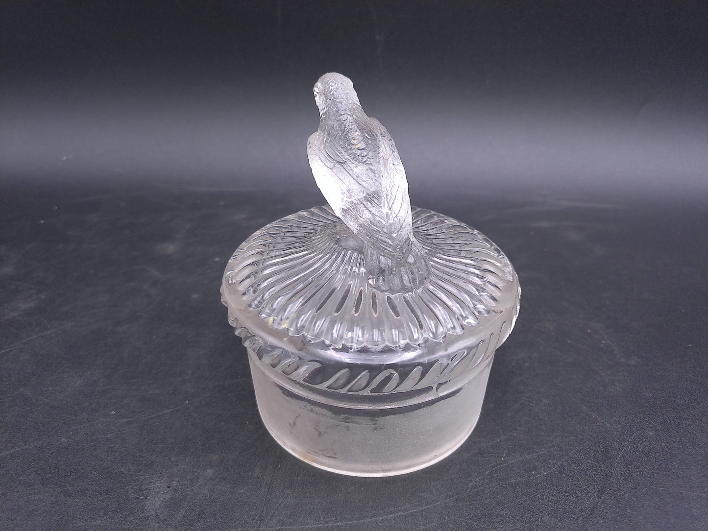 Glass Bottle Top With Bird and Glass plate Misc Items
