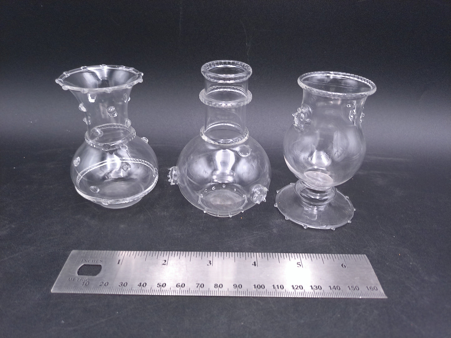 Hand Blown Glass Bud Vases Small Set of 3 Vintage