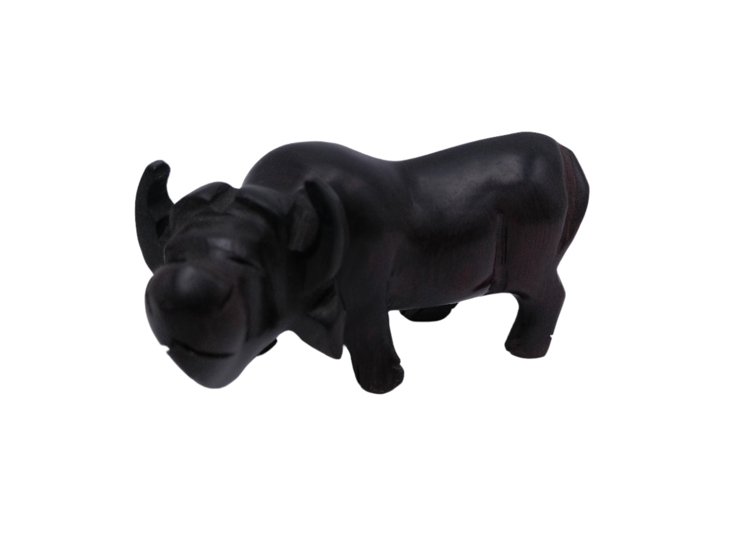 Wood Craved Miniature African Water Buffalo Statue