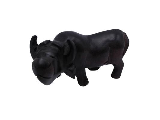 Wood Craved Miniature African Water Buffalo Statue