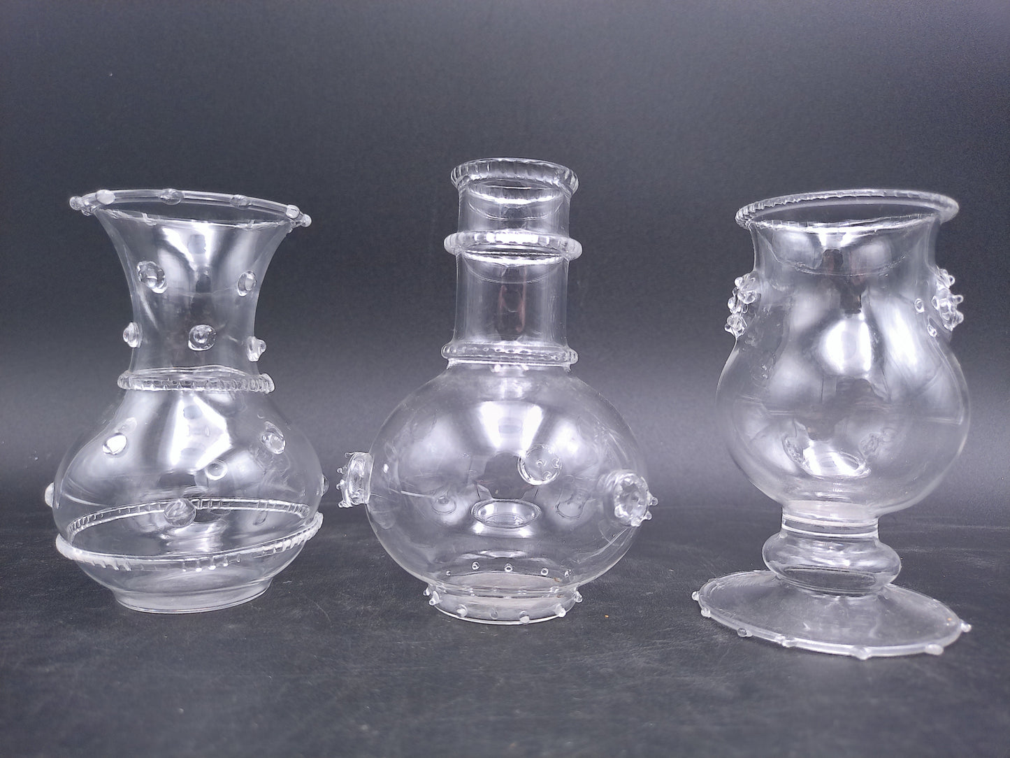 Hand Blown Glass Bud Vases Small Set of 3 Vintage