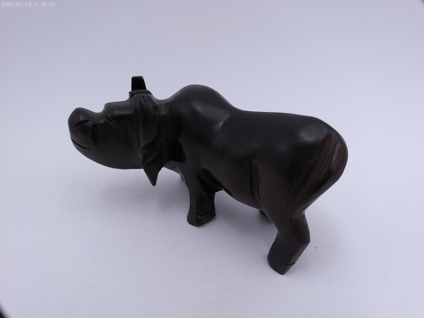 Wood Craved Miniature African Water Buffalo Statue