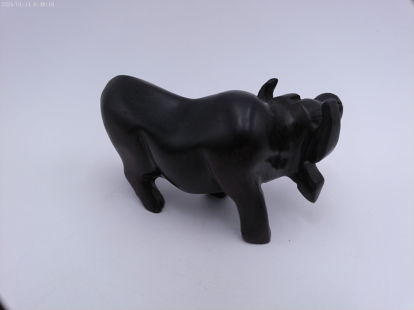 Wood Craved Miniature African Water Buffalo Statue