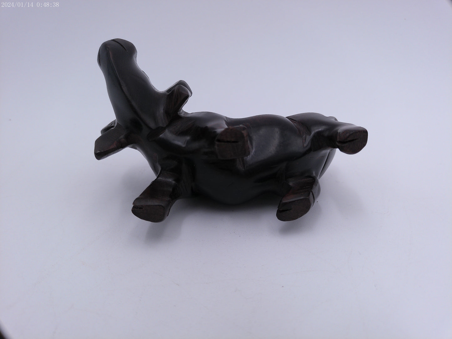 Wood Craved Miniature African Water Buffalo Statue