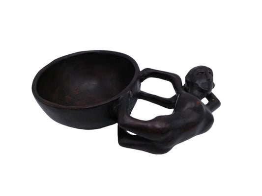 African Bowl with Lady Handle Rare Design