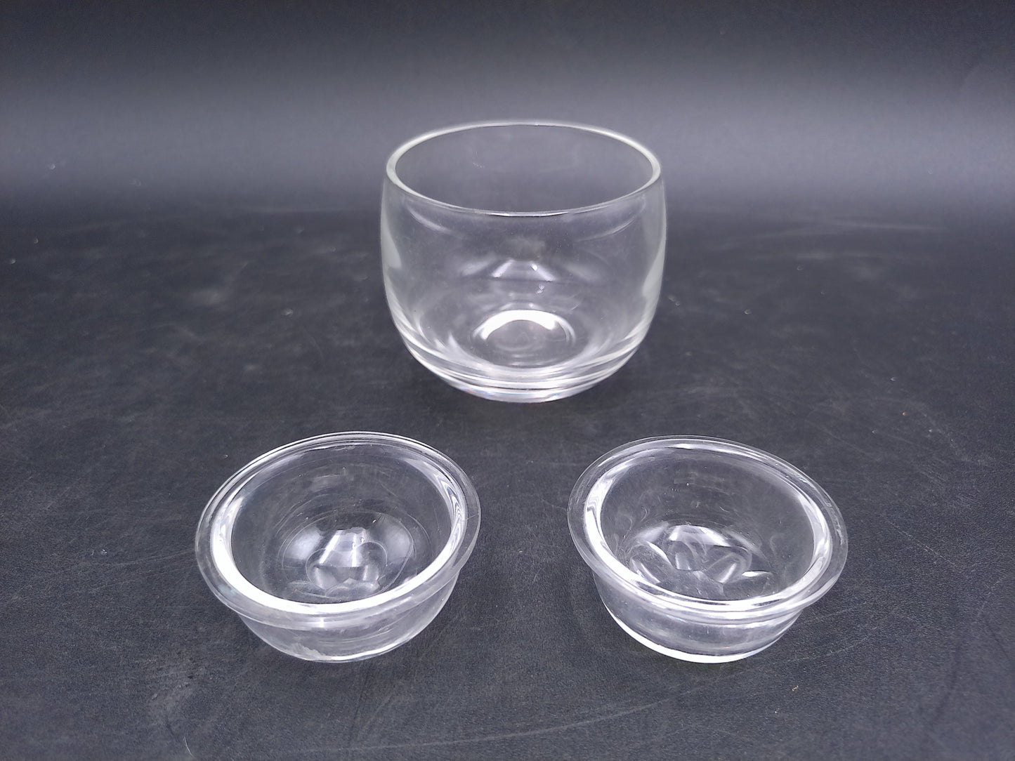 Set of 2 small Glass bowls and a small Drinking glass Vintage