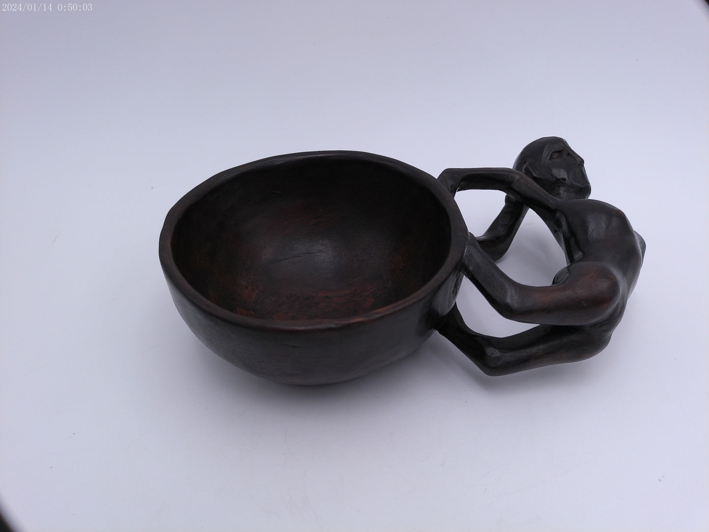African Bowl with Lady Handle Rare Design