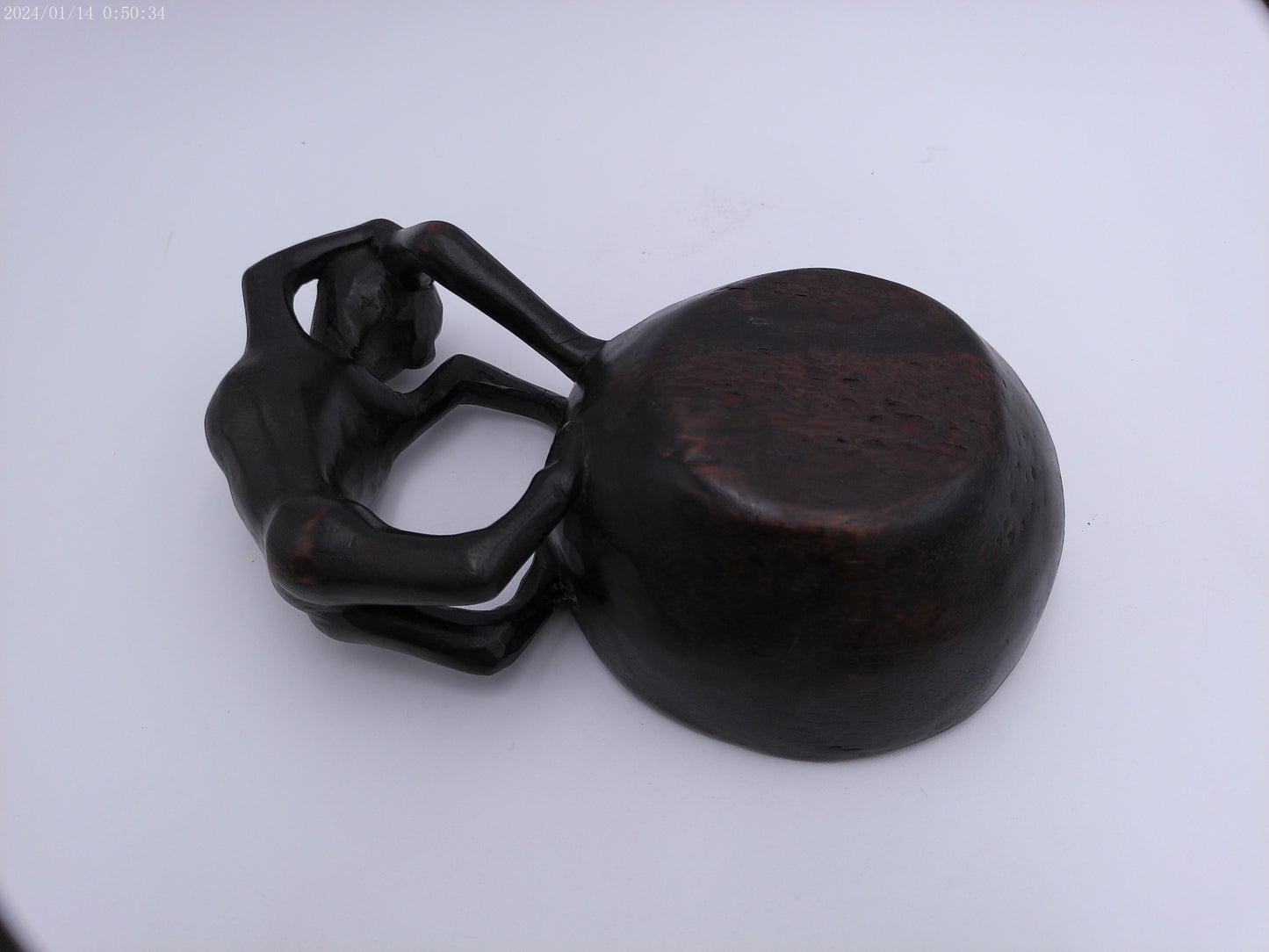 African Bowl with Lady Handle Rare Design