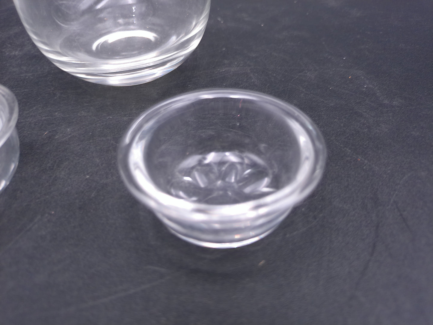 Set of 2 small Glass bowls and a small Drinking glass Vintage