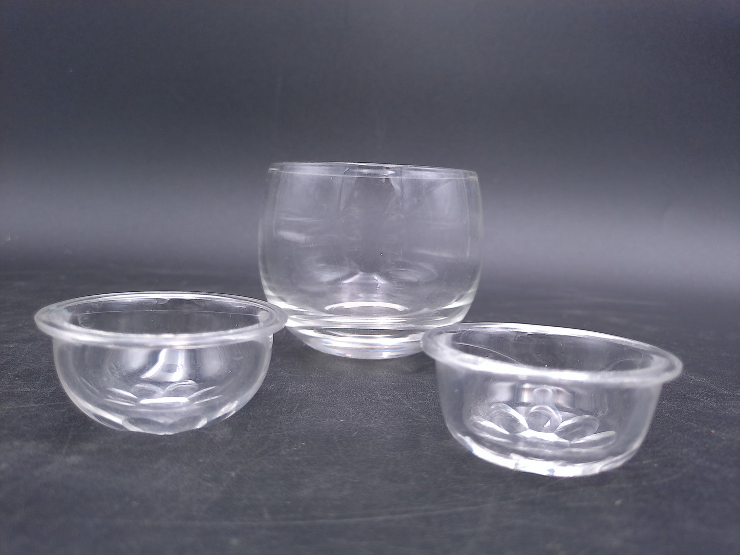 Set of 2 small Glass bowls and a small Drinking glass Vintage