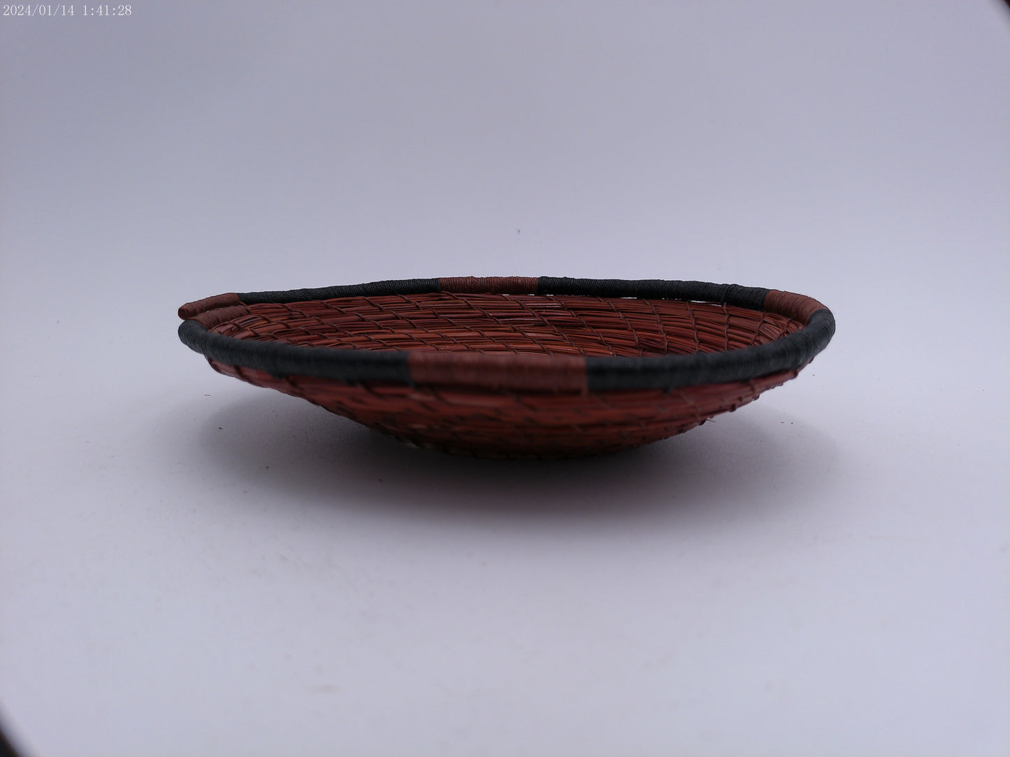 Unique African Pine needle Basket with stone rock in center