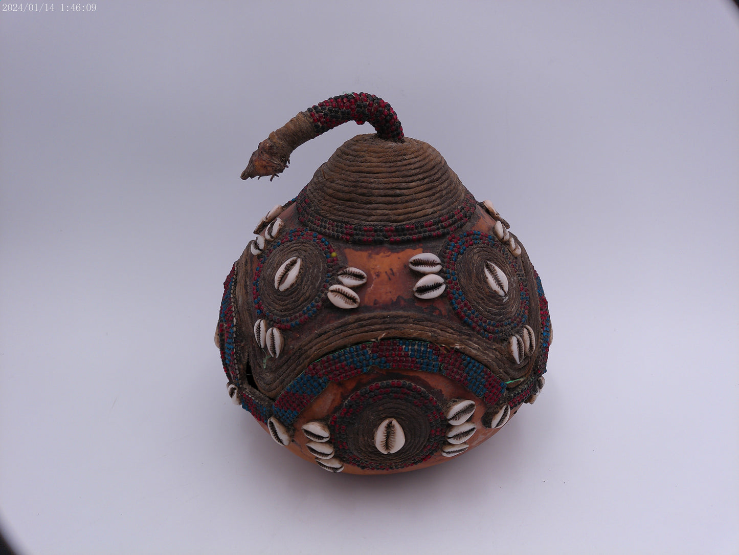 African Tsonga Gourd Vessel Decorative